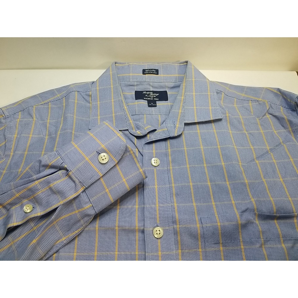 J Crew Thompson Shirtings‎ Mens M Blue Plaid Long Sleeve Button Up Shirt 15-15.5